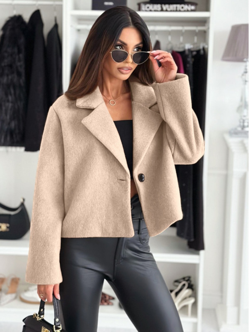 女性用クロップドウールトレンチコート,流行のブレザー,ピーコ - Wool Coat Peacoat のレビューと価格
