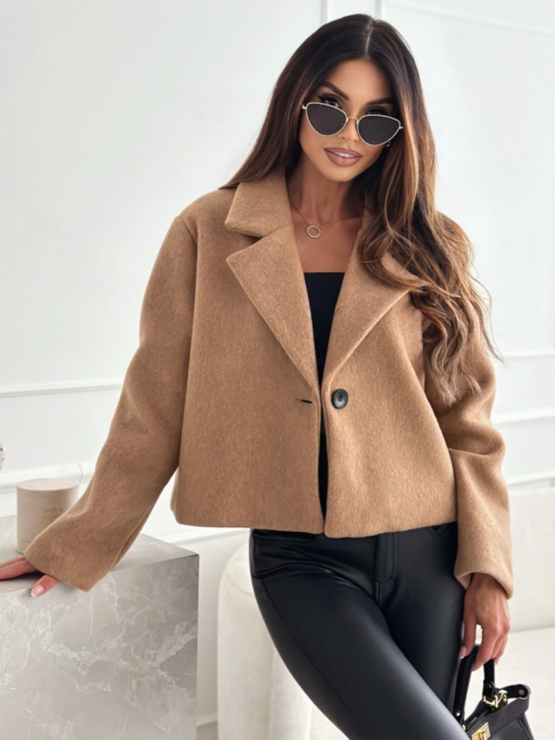 女性用クロップドウールトレンチコート,流行のブレザー,ピーコ - Wool Coat Peacoat のレビューと価格