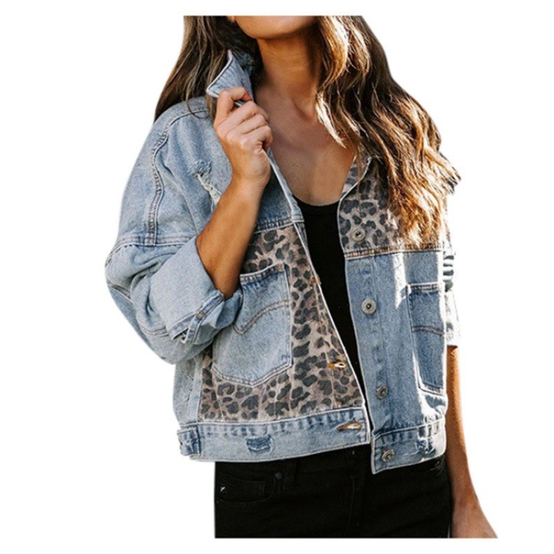 ヒョウステッチデニムジャケット女性コートファッション女性アウ - Down Jacket Packable のレビューと価格