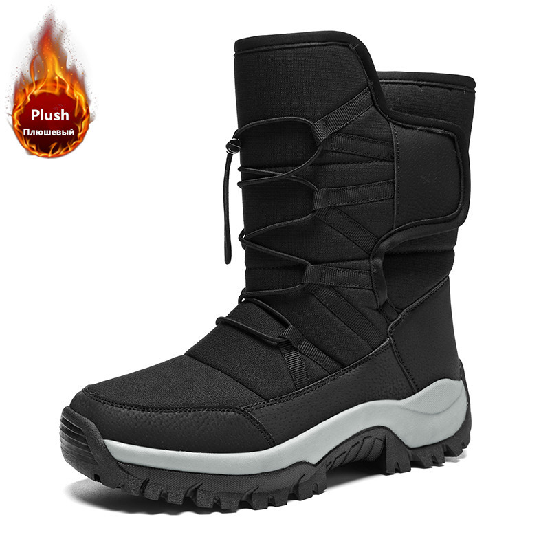 メンズ暖かいプラッシュカップルスノーブーツ、屋外滑り止めハイ - Waterproof Winter Boot のレビューと価格