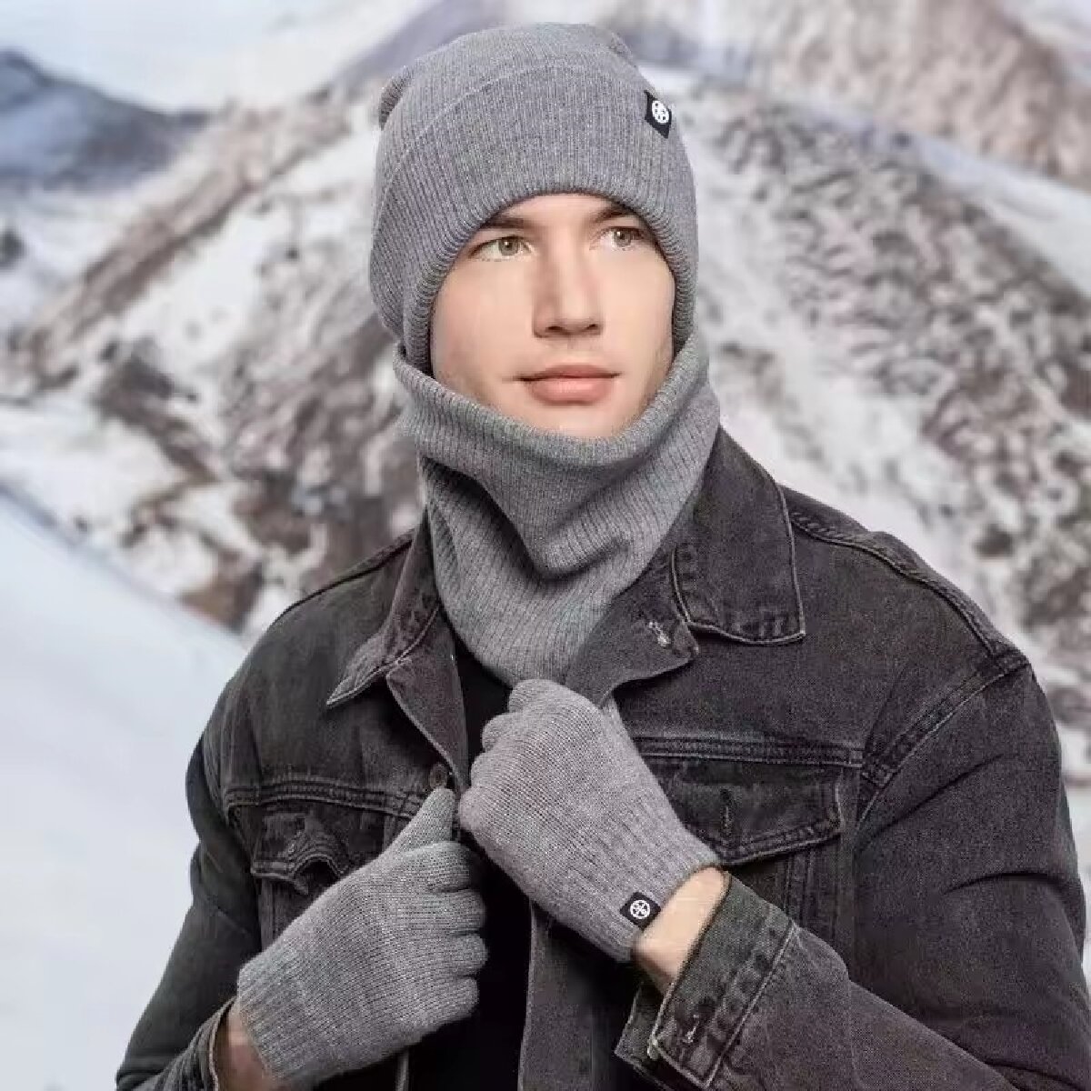 3 個冬ビーニー帽子手袋スヌードスカーフセットスカルキャップ - Wool Scarf Men のレビューと価格