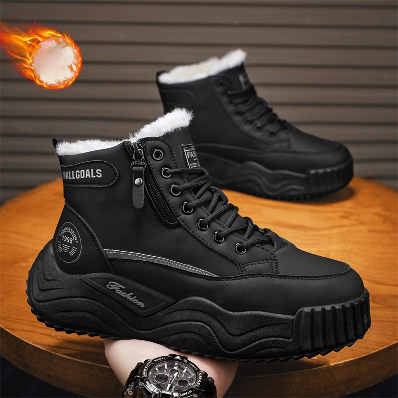 メンズ冬用スノーブーツ、保温性のあるフリース裏地付き厚底コッ - Waterproof Winter Boot のレビューと価格