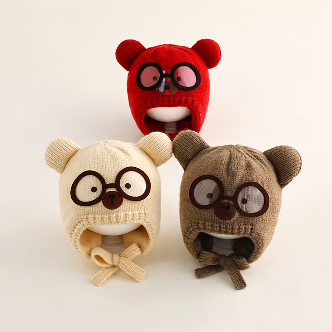 冬暖かいベビービーニー帽子漫画かわいいウールニット耳保護レー - Knit Beanie Hat Warm のレビューと価格