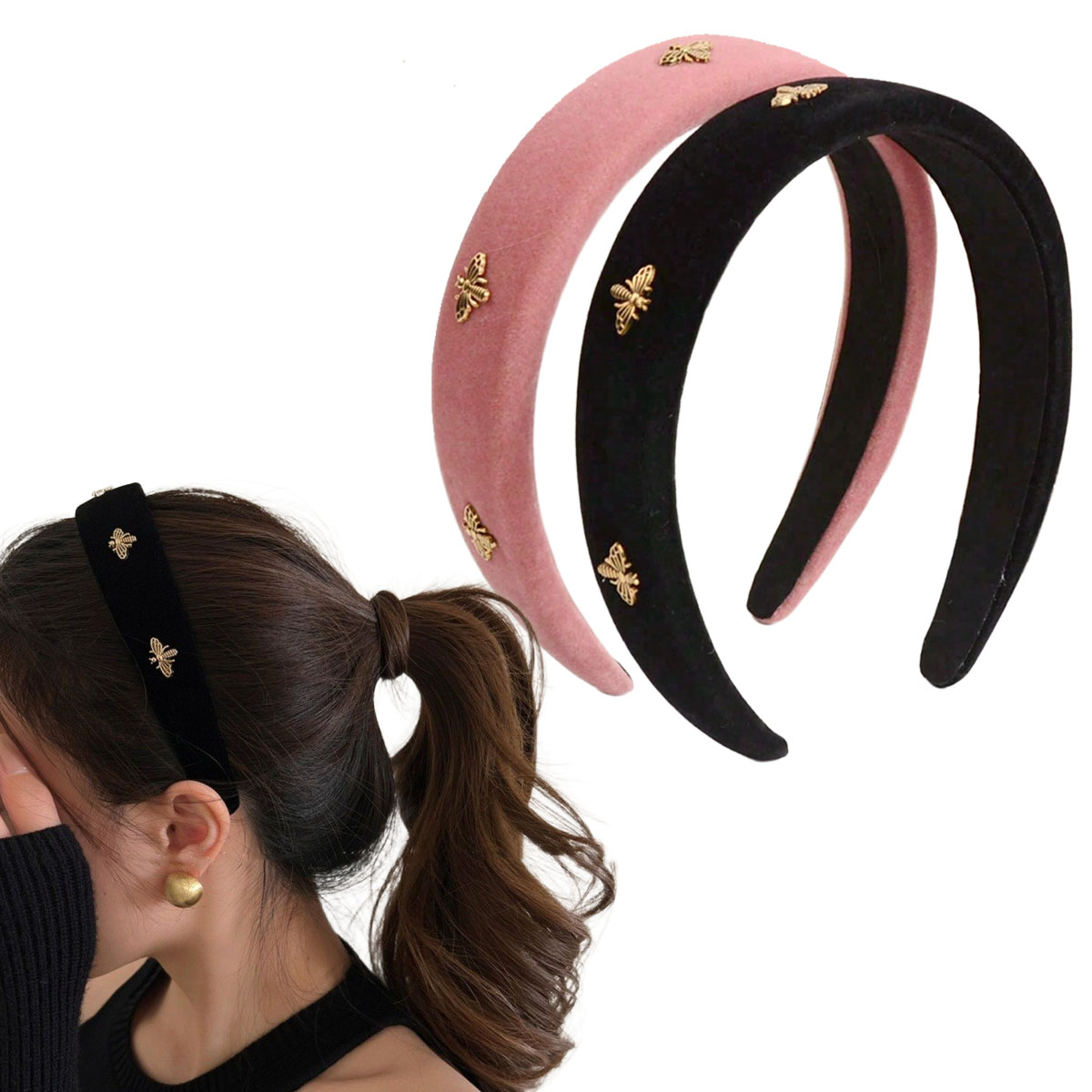 Little Bee ブラックベルベットヘッドバンド 女性用 - Winter Headband Fleece のレビューと価格