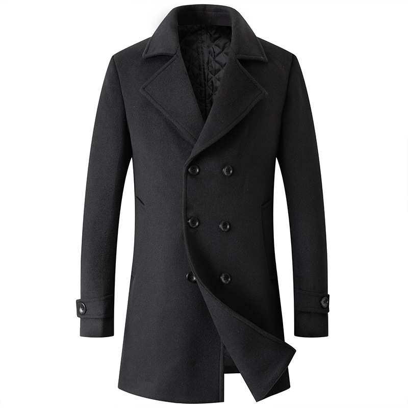 男性用ダブルブレストジャケット,ロングトレンチコート,冬用ウ - Wool Coat Peacoat のレビューと価格