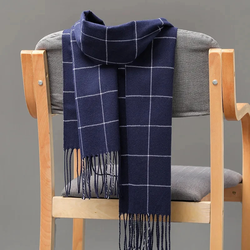 2024 新しい冬の男性スカーフ保温カシミヤスカーフカジュア - Wool Scarf Men のレビューと価格