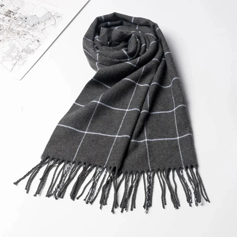2024 新しい冬の男性スカーフ保温カシミヤスカーフカジュア - Wool Scarf Men のレビューと価格